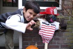 Alex and scarecrow. Who is more scary?