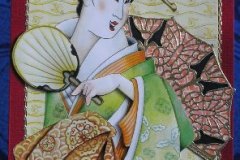 Gejsza w zielonym kimonie